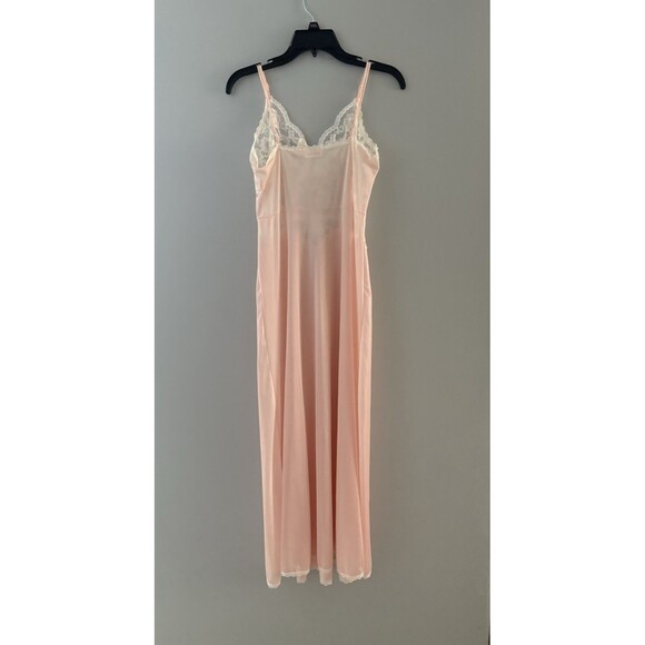 Vintage Adonna Nightgown Size M Pink Sheer Satiny Negligee Lace Fairy Whimsy* - Picture 16 of 16